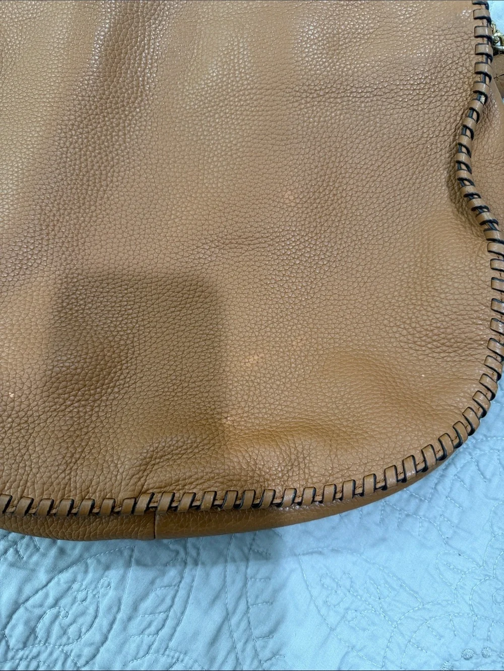 Michael Kors Cognac Leather Hobo with Tassel and Gold Hardware